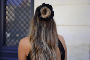 Maxi scrunchie Cléa Double Cotton Gauze Plain Black 2