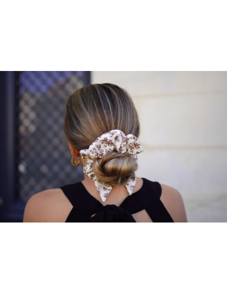 scrunchie bow Garance Fleuri Cream and Brown