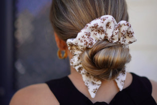scrunchie bow Garance Fleuri Cream and Brown 2