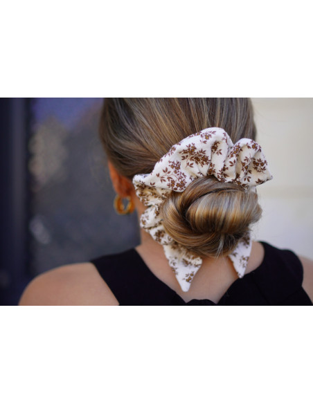 scrunchie bow Garance Fleuri Cream and Brown