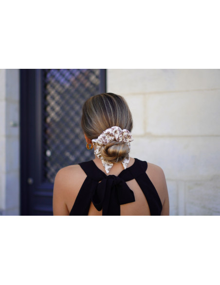 scrunchie bow Garance Fleuri Cream and Brown