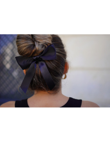 Barrette Nœud Ophélie satin noir | Accessoire cheveux chic et féminin