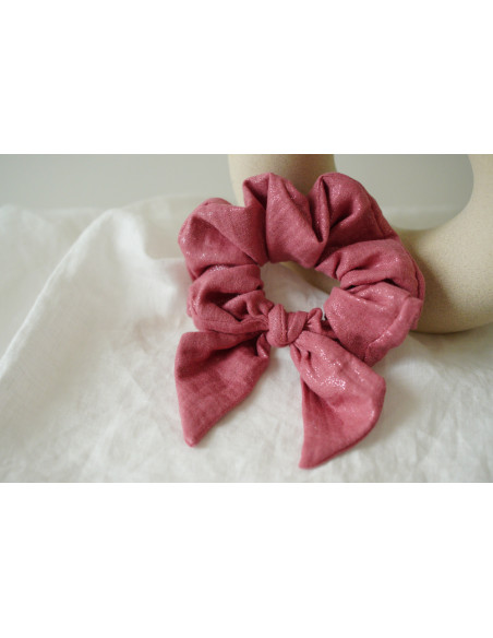 Chouchou cheveux femme nœud rose scintillant doré - Aélia - Bohomane