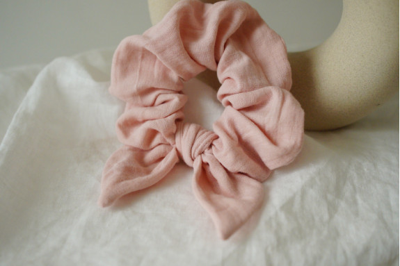 Chouchou cheveux femme nœud rose pétale - Milaé - Bohomane