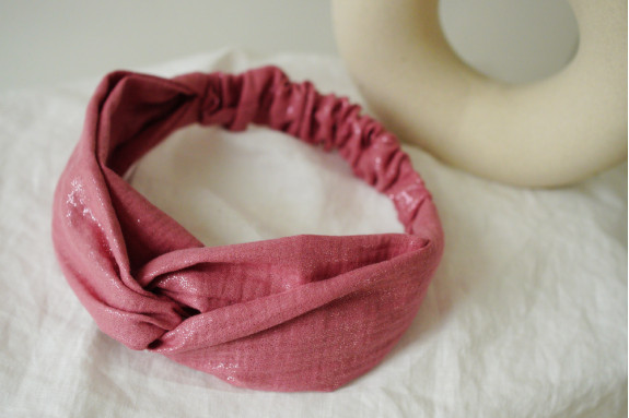 Bandeau cheveux femme rose scintillant doré - Aélia - Bohomane