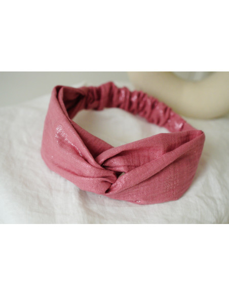 Bandeau cheveux femme rose scintillant doré - Aélia - Bohomane
