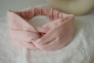 Bandeau cheveux femme gaze de coton rose pétale - Milaé - Bohomane