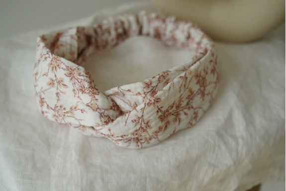 Bandeau cheveux femme fleuri ivoire rose poudré - Novalie - Bohomane