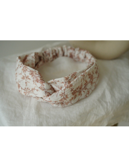 Bandeau cheveux femme fleuri ivoire rose poudré - Novalie - Bohomane