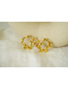 Léandra gold foliage creole earrings