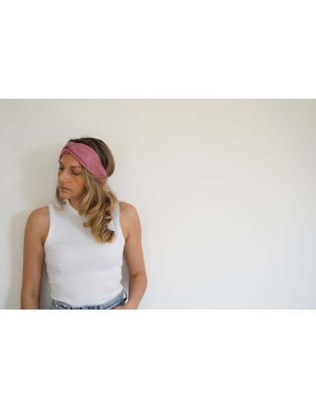 Bandeau cheveux femme rose scintillant doré - Aélia - Bohomane