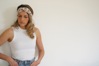 Bandeau cheveux femme fleuri ivoire pêche - Céliane - Bohomane 2