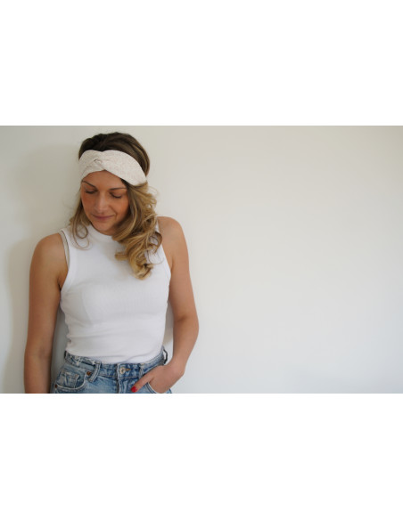 Bandeau cheveux femme imprimé léopard nude rose - Alba - Bohomane