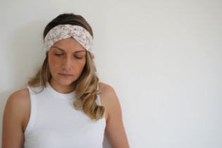 Bandeau cheveux femme fleuri ivoire rose poudré - Novalie - Bohomane 2