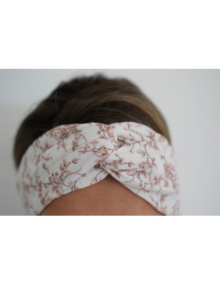 Bandeau cheveux femme fleuri ivoire rose poudré - Novalie - Bohomane