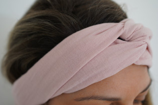 Bandeau cheveux femme gaze de coton rose pétale - Milaé - Bohomane 2