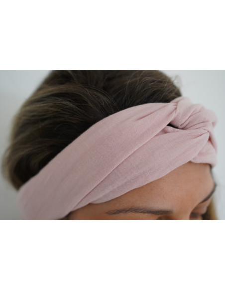 Bandeau cheveux femme gaze de coton rose pétale - Milaé - Bohomane