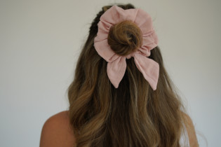 Chouchou cheveux femme nœud rose pétale - Milaé - Bohomane 2