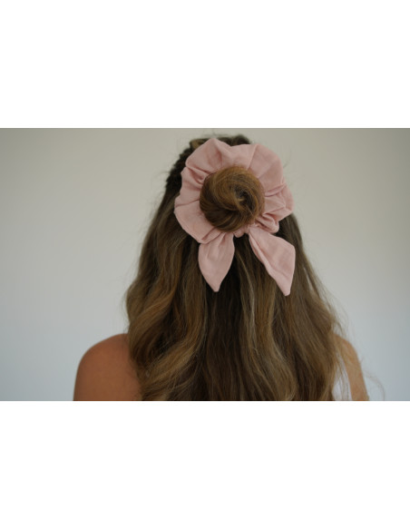 Chouchou cheveux femme nœud rose pétale - Milaé - Bohomane