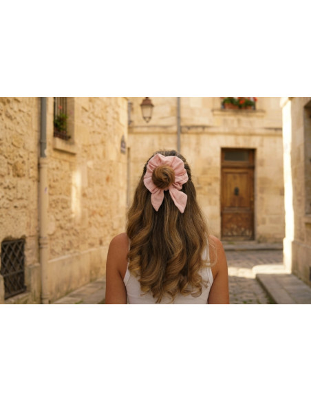 Chouchou cheveux femme nœud rose pétale - Milaé - Bohomane