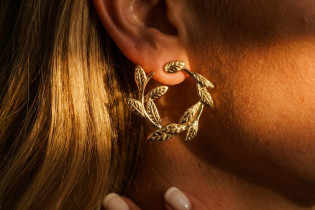 Boucles d’oreilles femme créoles feuillage doré - Léandra - Bohomane 2
