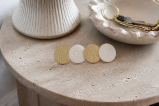 hair clip Cléo Cercles White Iridescent and gold