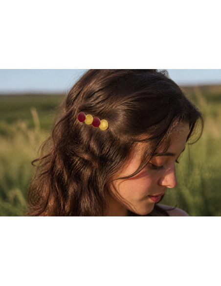 Barrette Cléo Bordeaux et Doré - barrette cheveux
