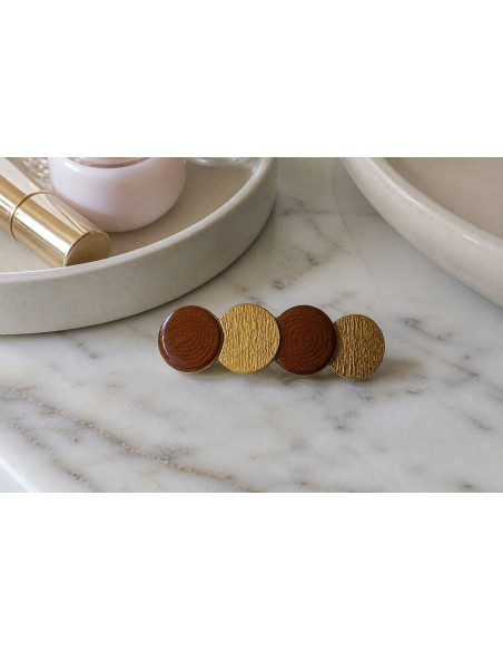 Barrette Cléo Moka et Doré - barrette cheveux femme