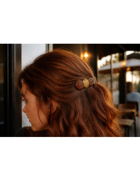 Barrette Cléo Moka et Doré - barrette cheveux femme
