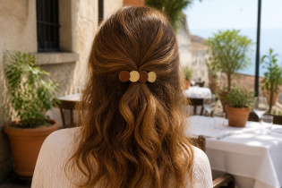 hair clip Cléo Cercles Moka and gold 2