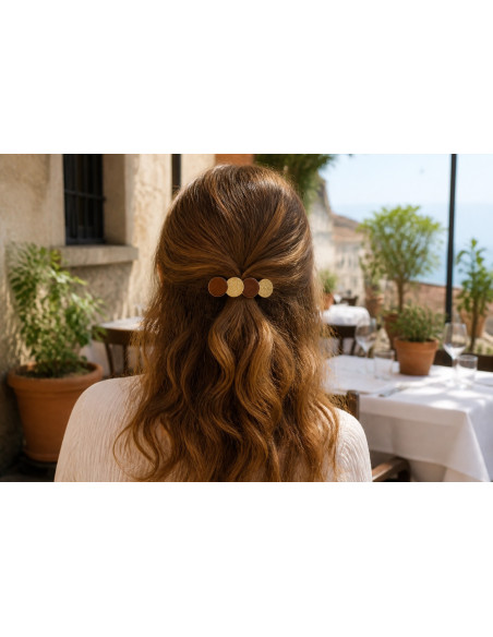 Barrette Cléo Moka et Doré - barrette cheveux femme