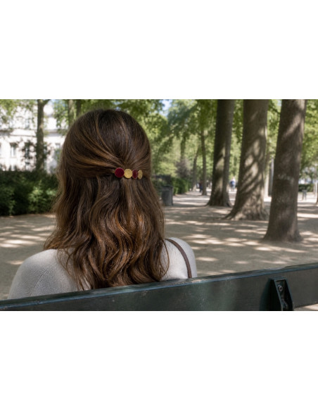 Barrette Cléo Bordeaux et Doré - barrette cheveux