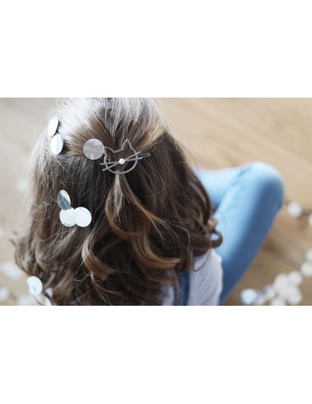 hair clip kids Lilou Chat silver