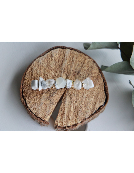 hair clip Iris Pierres Blanches