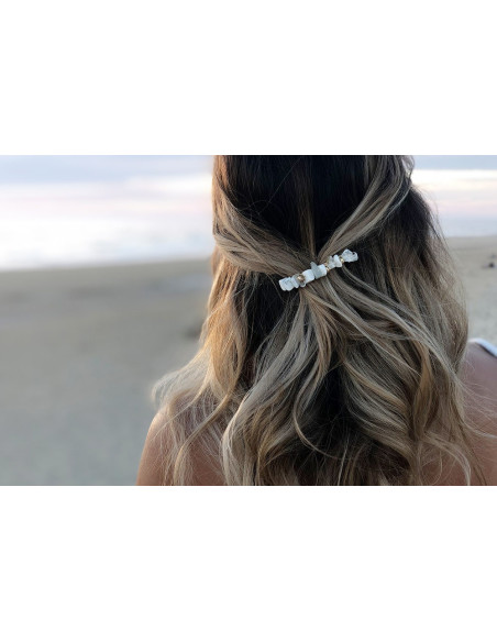 hair clip Iris Pierres Blanches