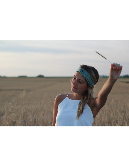 Bandeau Lina Vert Bleu et Doré