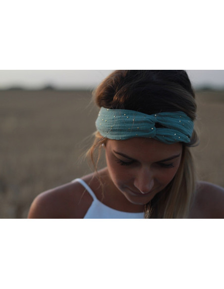 headband Lina Vert Bleu et gold