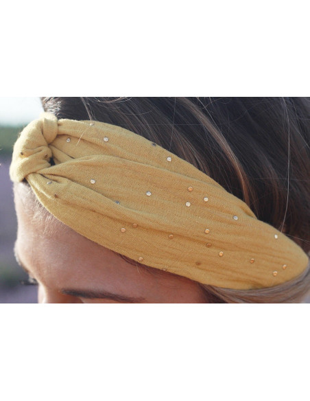 headband Lina Jaune Moutarde et gold