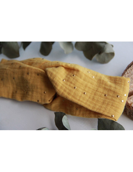 headband Lina Jaune Moutarde et gold