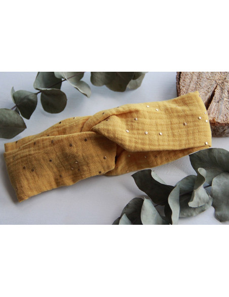headband Lina Jaune Moutarde et gold