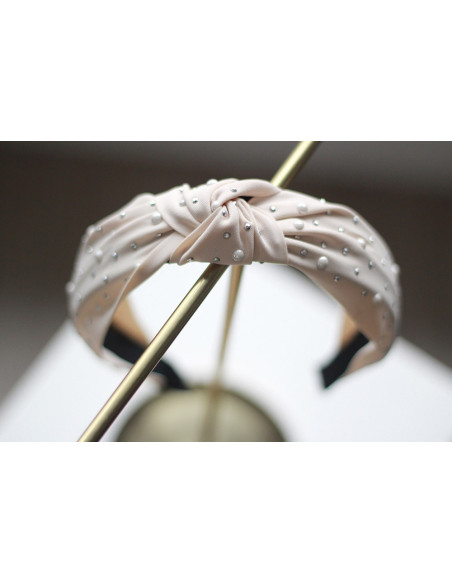Serre-tête Blair Beige Rosé à perles nacrées