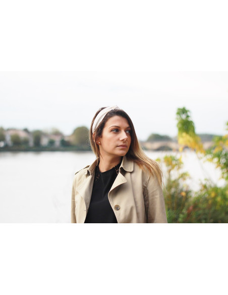 Serre-tête Blair Beige Rosé à perles nacrées