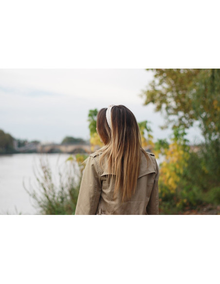 Serre-tête Blair Beige Rosé à perles nacrées