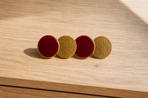 Barrette Cléo Cercles Bordeaux et Doré - photo produit