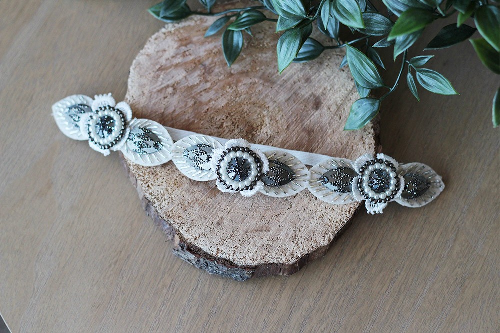 bandeau bijou Nina blanc coiffure mariage bohomane