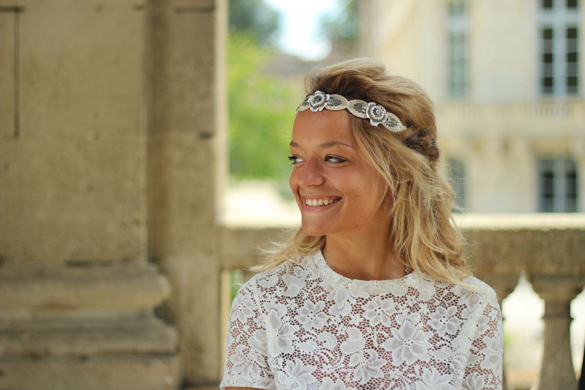 bandeau bijou nina blanc porte bohomane coiffure mariage