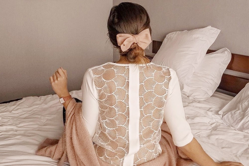 barrette célia noeud rose coiffure demoiselle d'honneur bohomane mariage