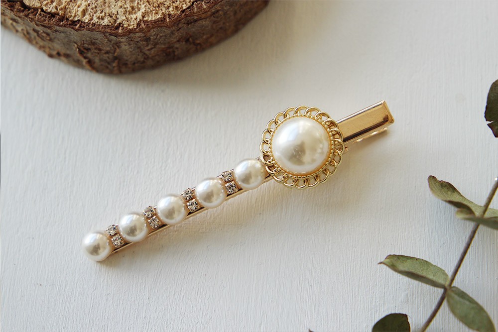 barrette lelia perles blanches bohomane mariage